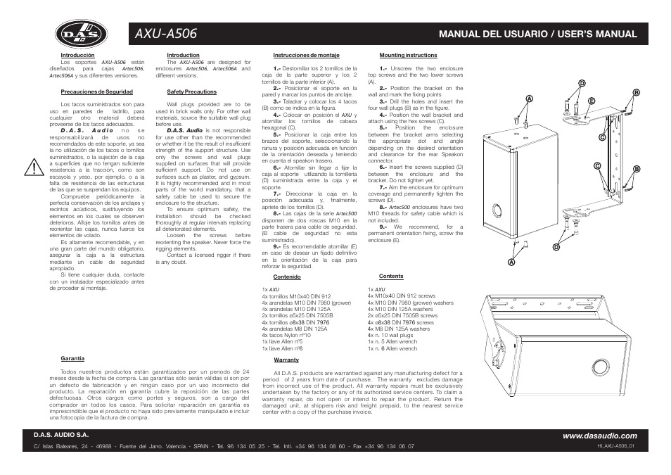 D.A.S. Audio AXU-A506 User Manual | 2 pages