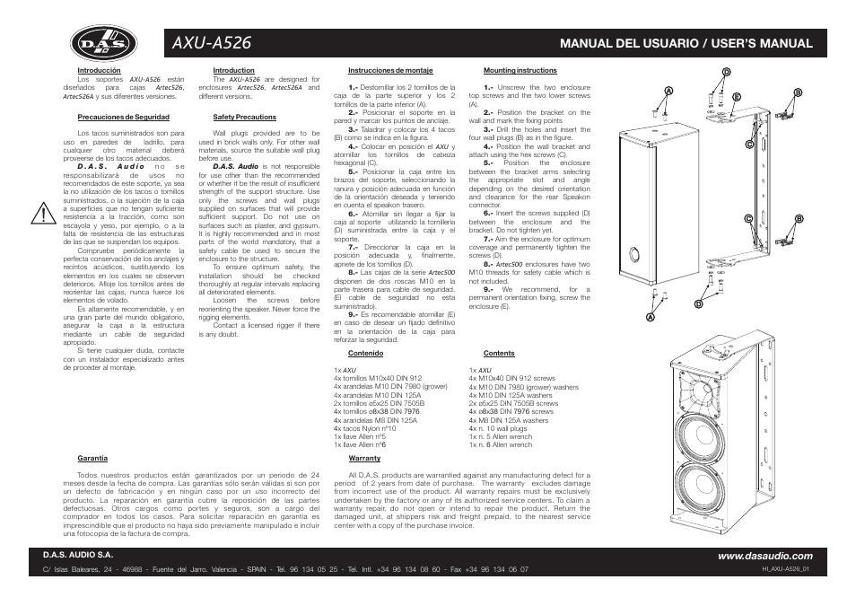 D.A.S. Audio AXU-A526 User Manual | 2 pages