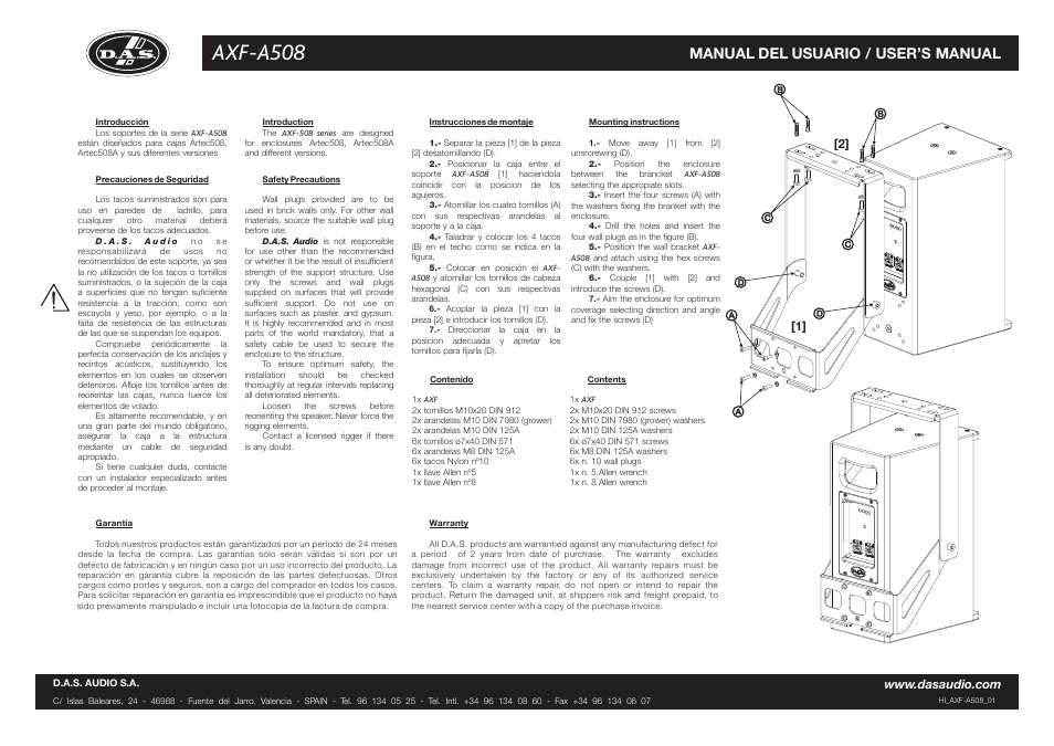 D.A.S. Audio AXF-A508 User Manual | 2 pages