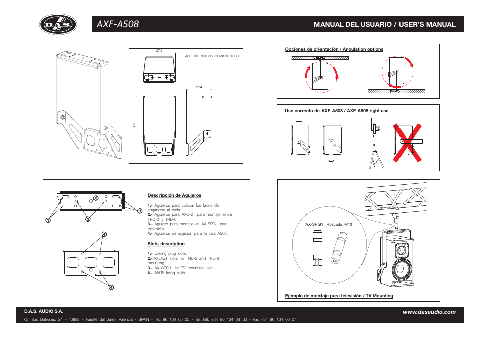 Axf-a508, Manual del usuario / user’s manual | D.A.S. Audio AXF-A508 User Manual | Page 2 / 2