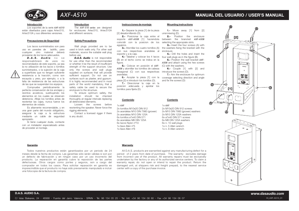 D.A.S. Audio AXF-A510 User Manual | 2 pages
