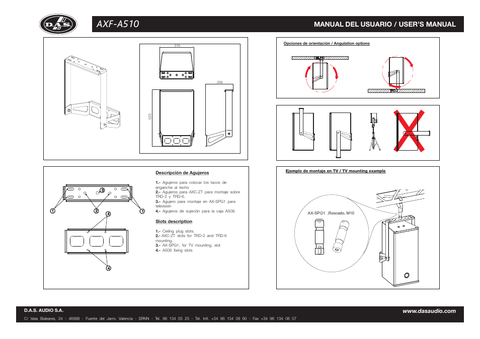 Axf-a510, Manual del usuario / user’s manual | D.A.S. Audio AXF-A510 User Manual | Page 2 / 2