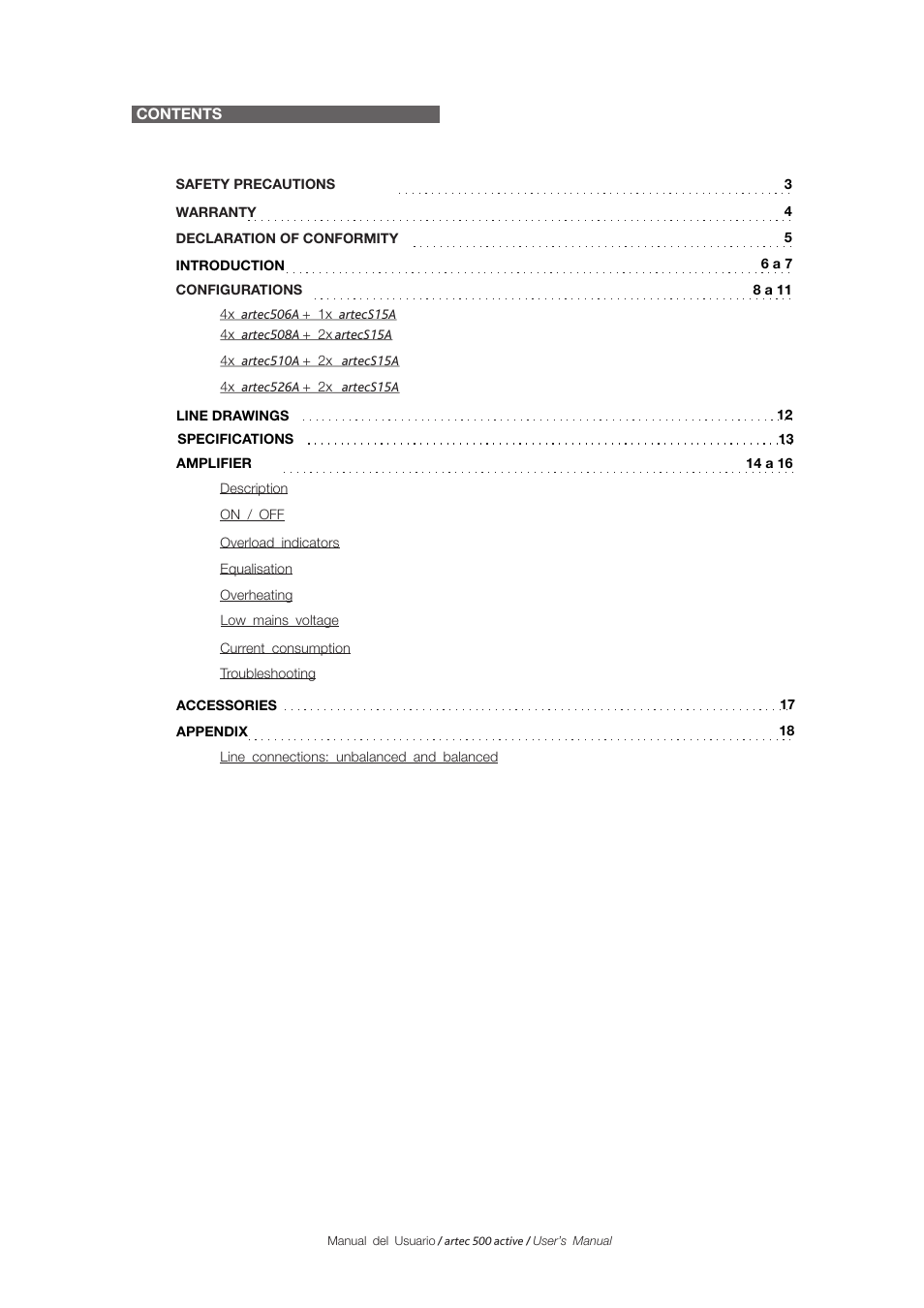 D.A.S. Audio Artec 500 Series User Manual | Page 2 / 19