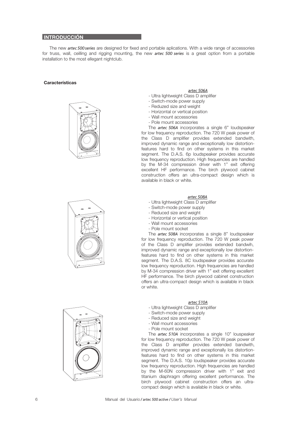 D.A.S. Audio Artec 500 Series User Manual | Page 6 / 19