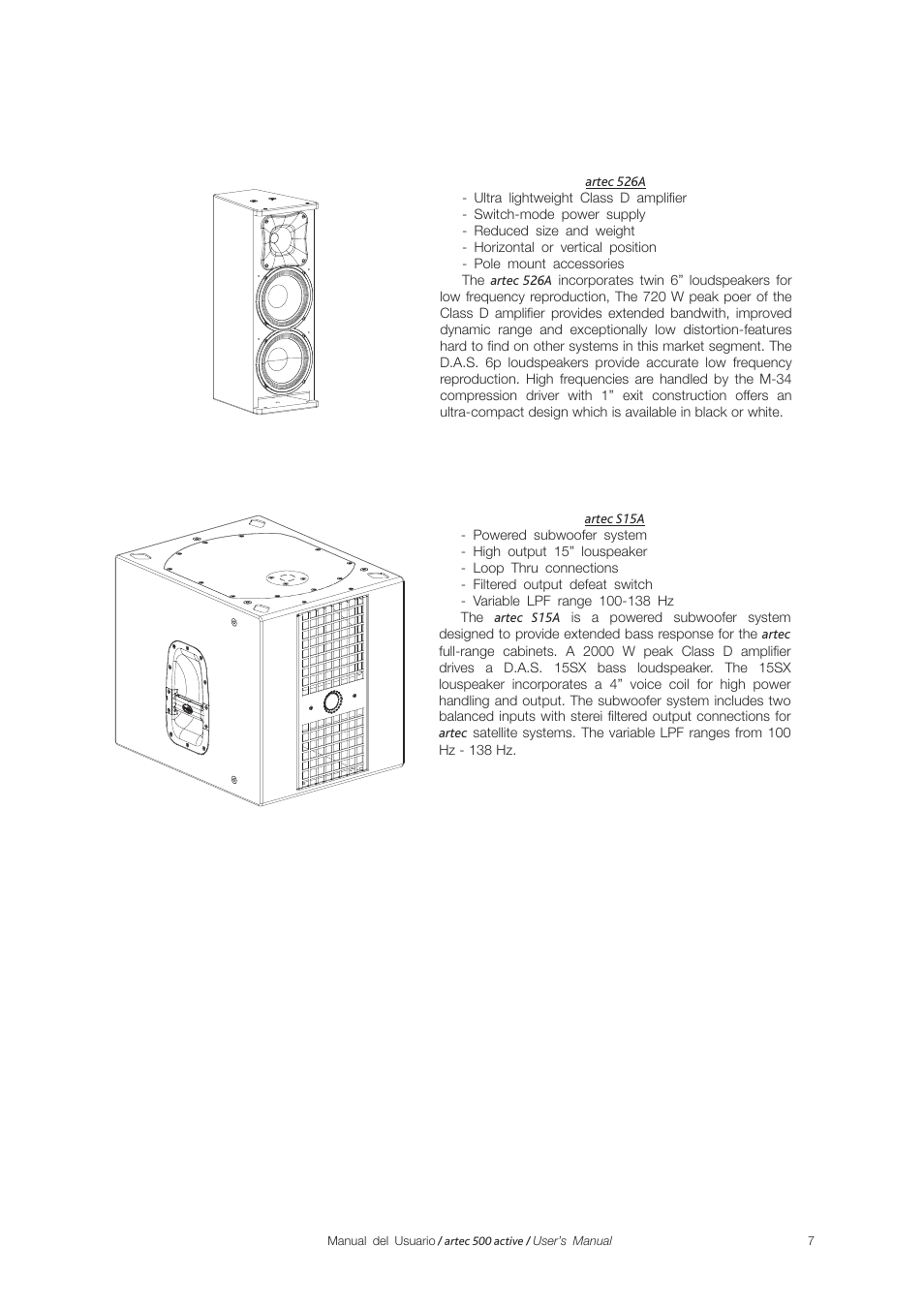 D.A.S. Audio Artec 500 Series User Manual | Page 7 / 19