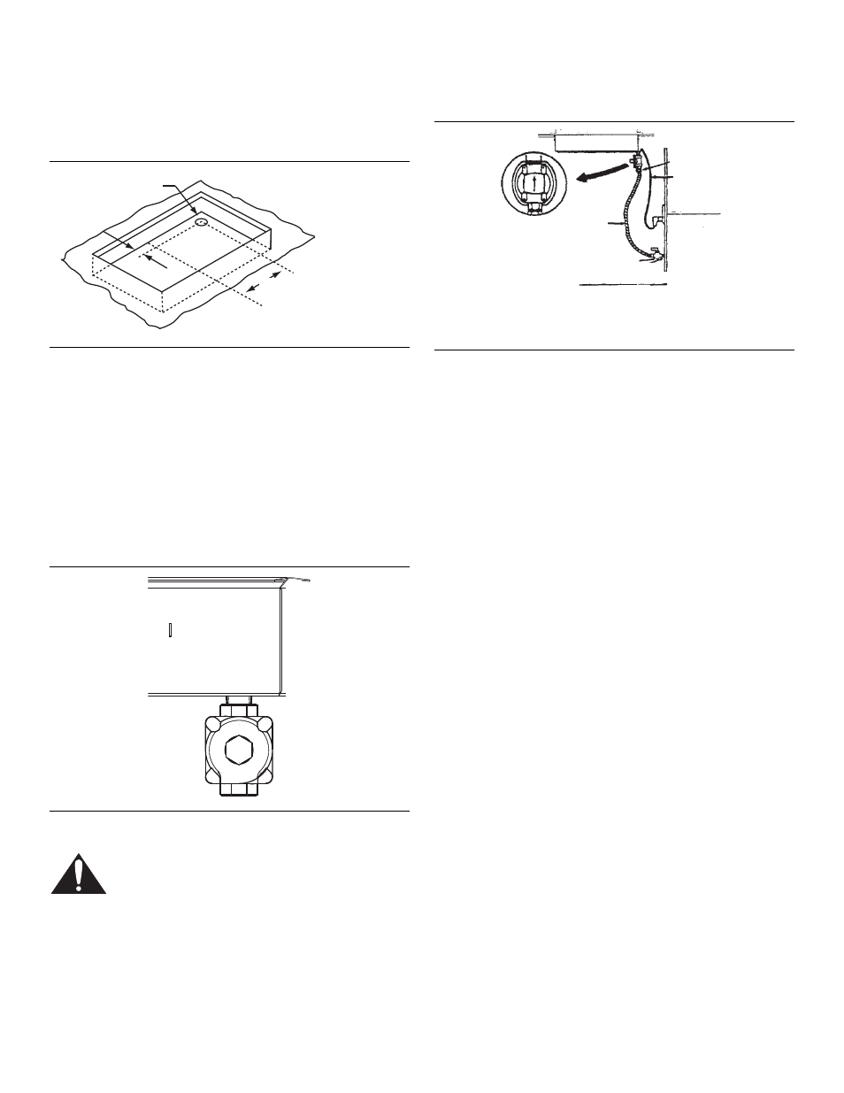 Conecte la alimentación de gas, Figura 6: área de la caja empotrada, Figura 7: regulador de presión | Encienda el gas, Limpie todos los restos de líquido de detección, Precaución | Bosch NGM User Manual | Page 28 / 32