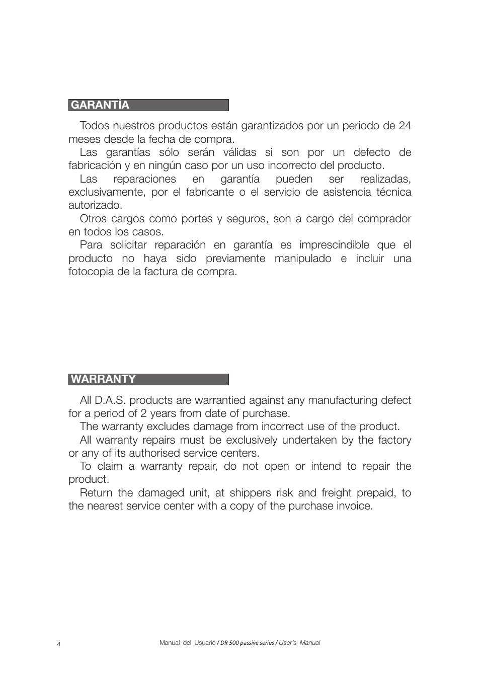 D.A.S. Audio DR-500 Series User Manual | Page 4 / 16