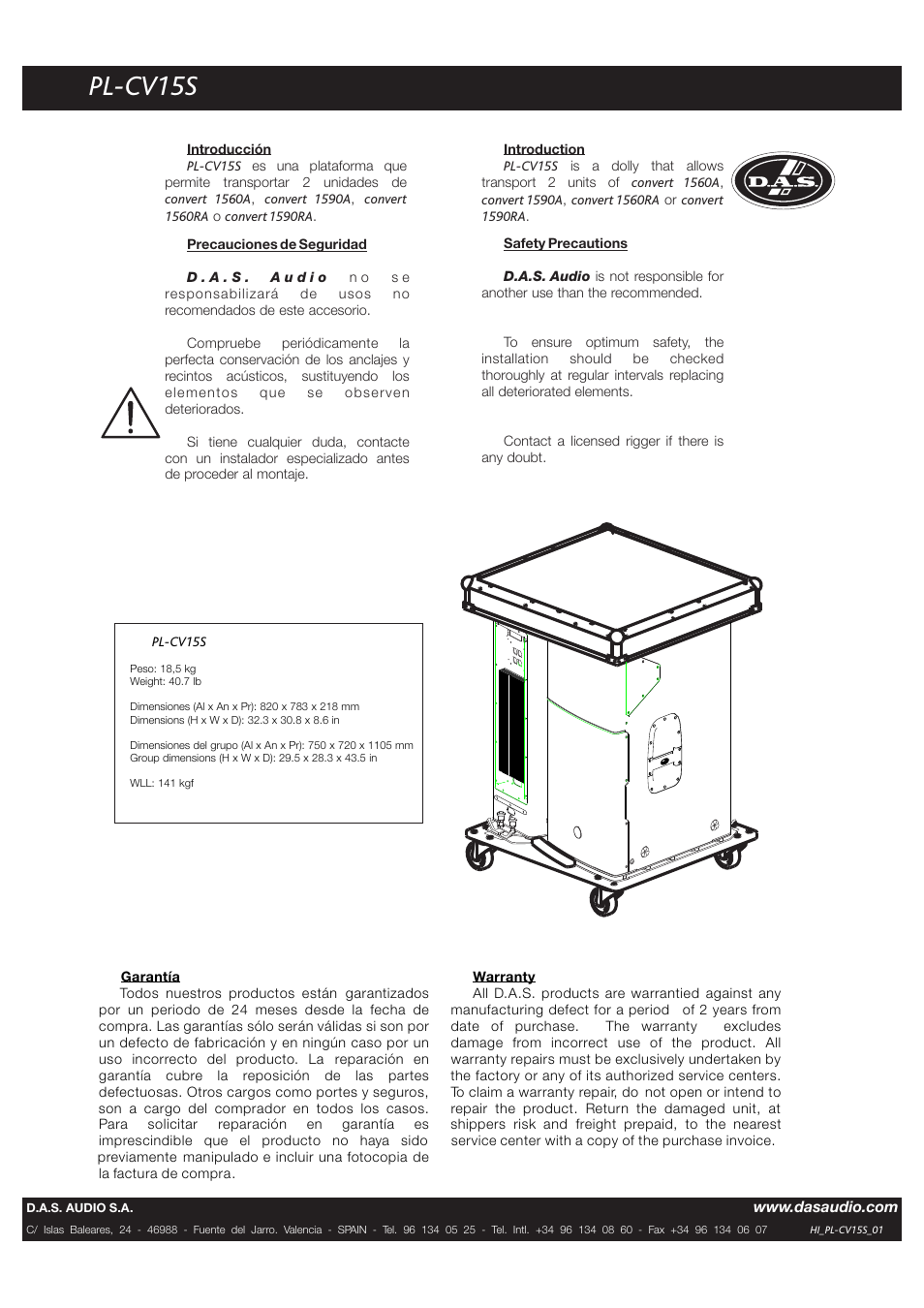 D.A.S. Audio Pl-CV15S User Manual | 1 page