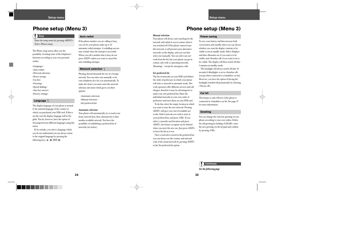 Phone setup (menu 3) | Bosch GSM 509 User Manual | Page 14 / 22