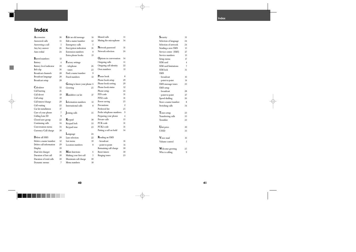 Index | Bosch GSM 509 User Manual | Page 22 / 22