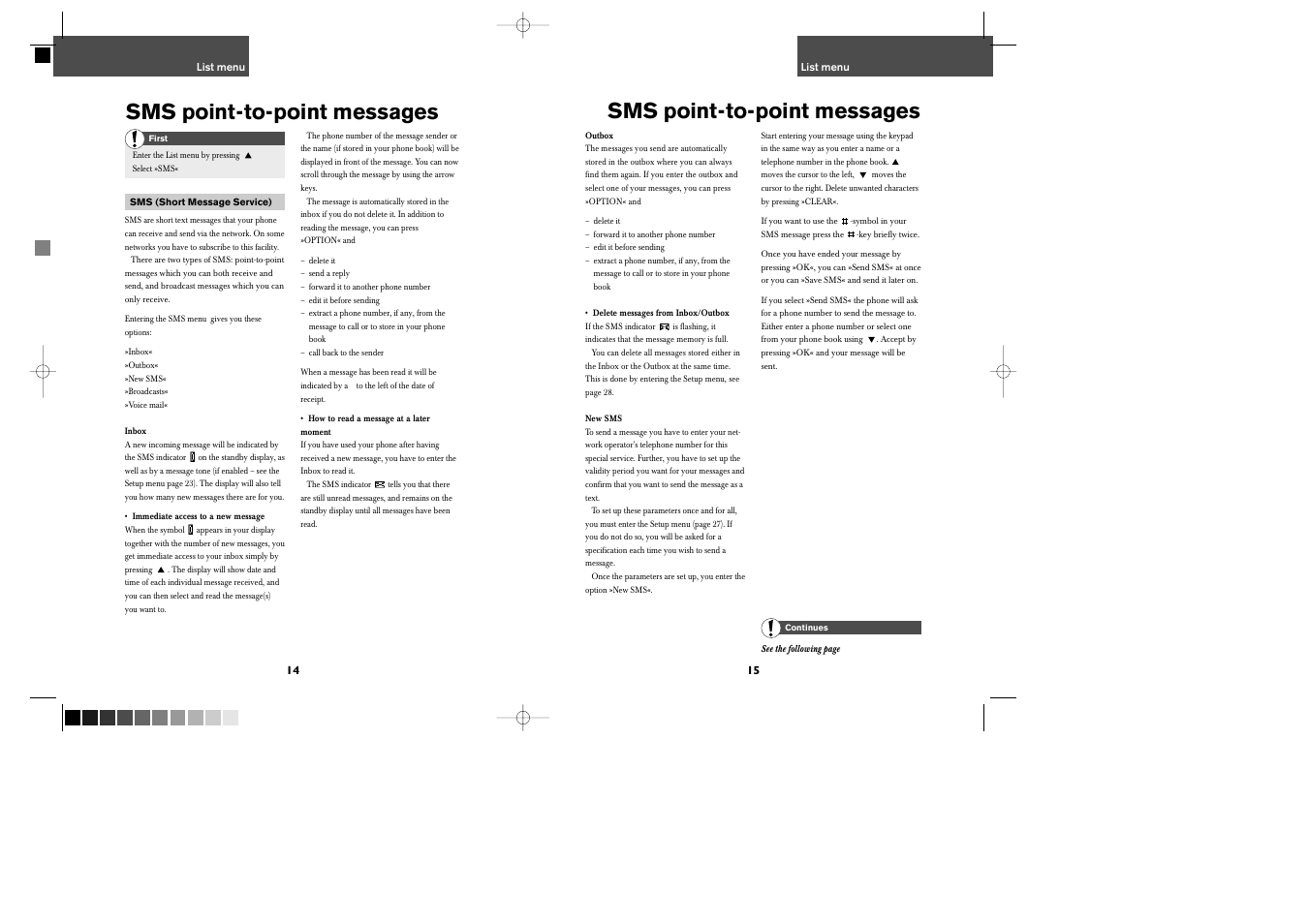 Sms point-to-point messages | Bosch GSM 509 User Manual | Page 9 / 22