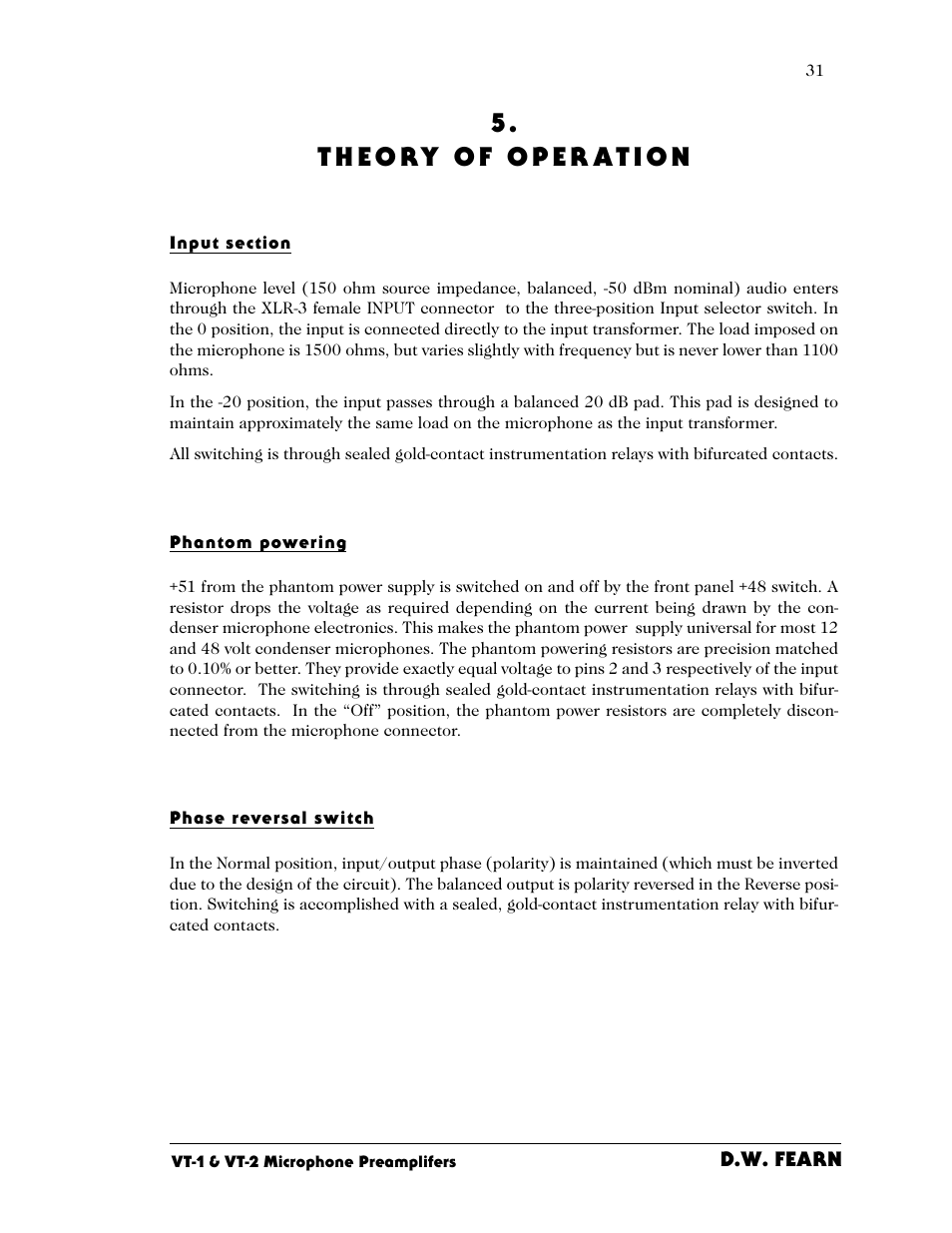 D.W. Fearn VT-2 User Manual | Page 31 / 40