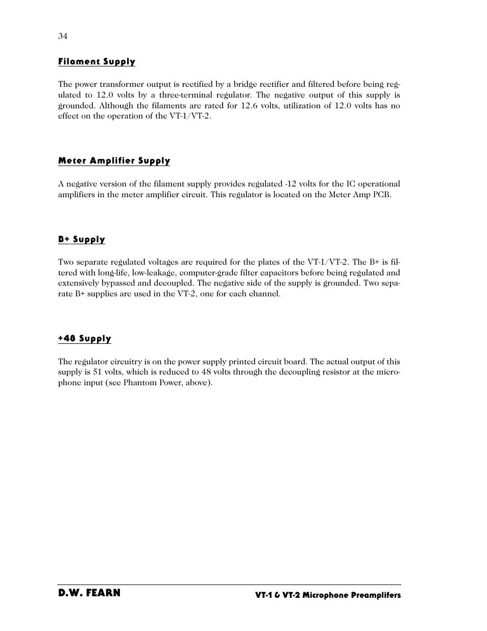 D.W. Fearn VT-2 User Manual | Page 34 / 40