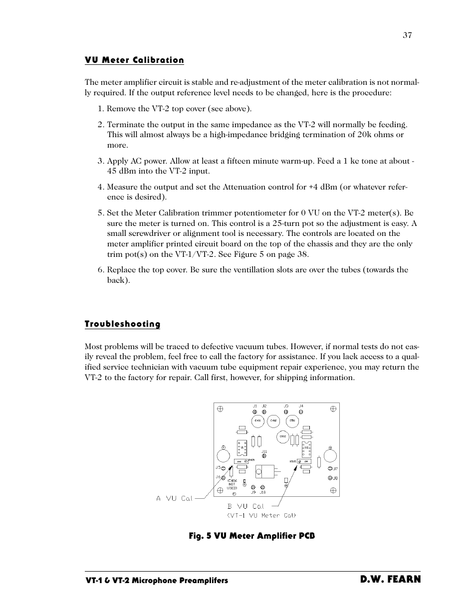 D.w. fearn | D.W. Fearn VT-2 User Manual | Page 37 / 40