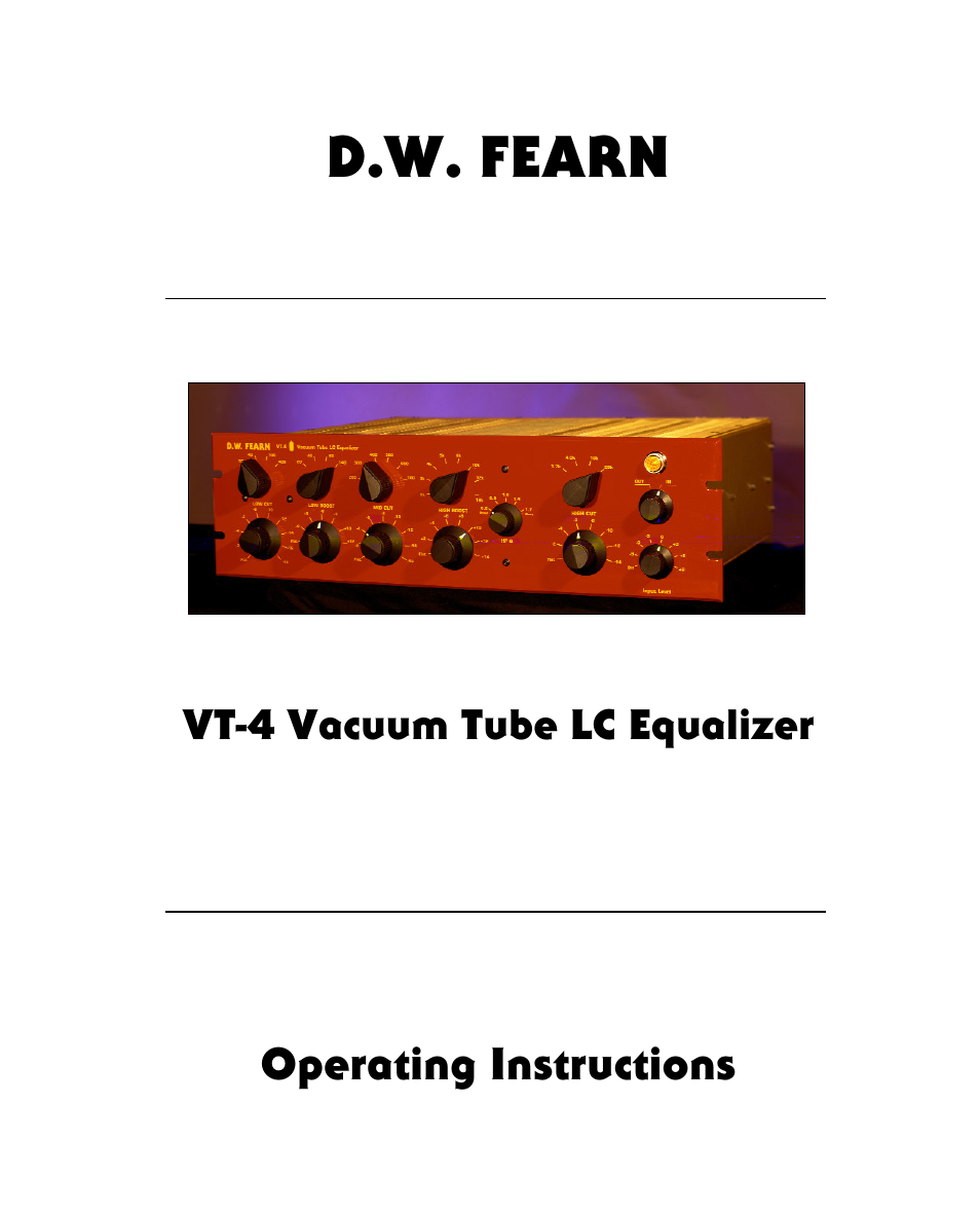 D.W. Fearn VT-4 User Manual | 15 pages