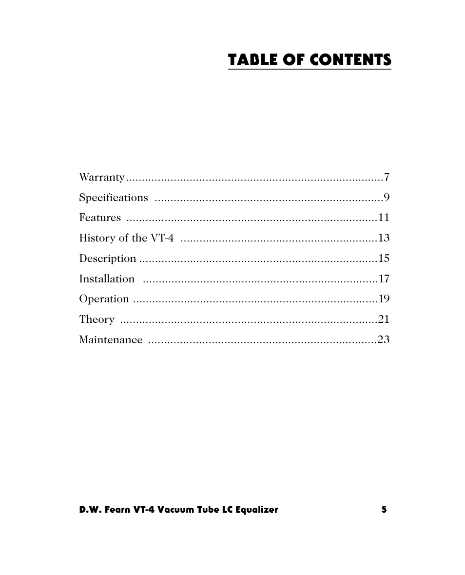 D.W. Fearn VT-4 User Manual | Page 4 / 15