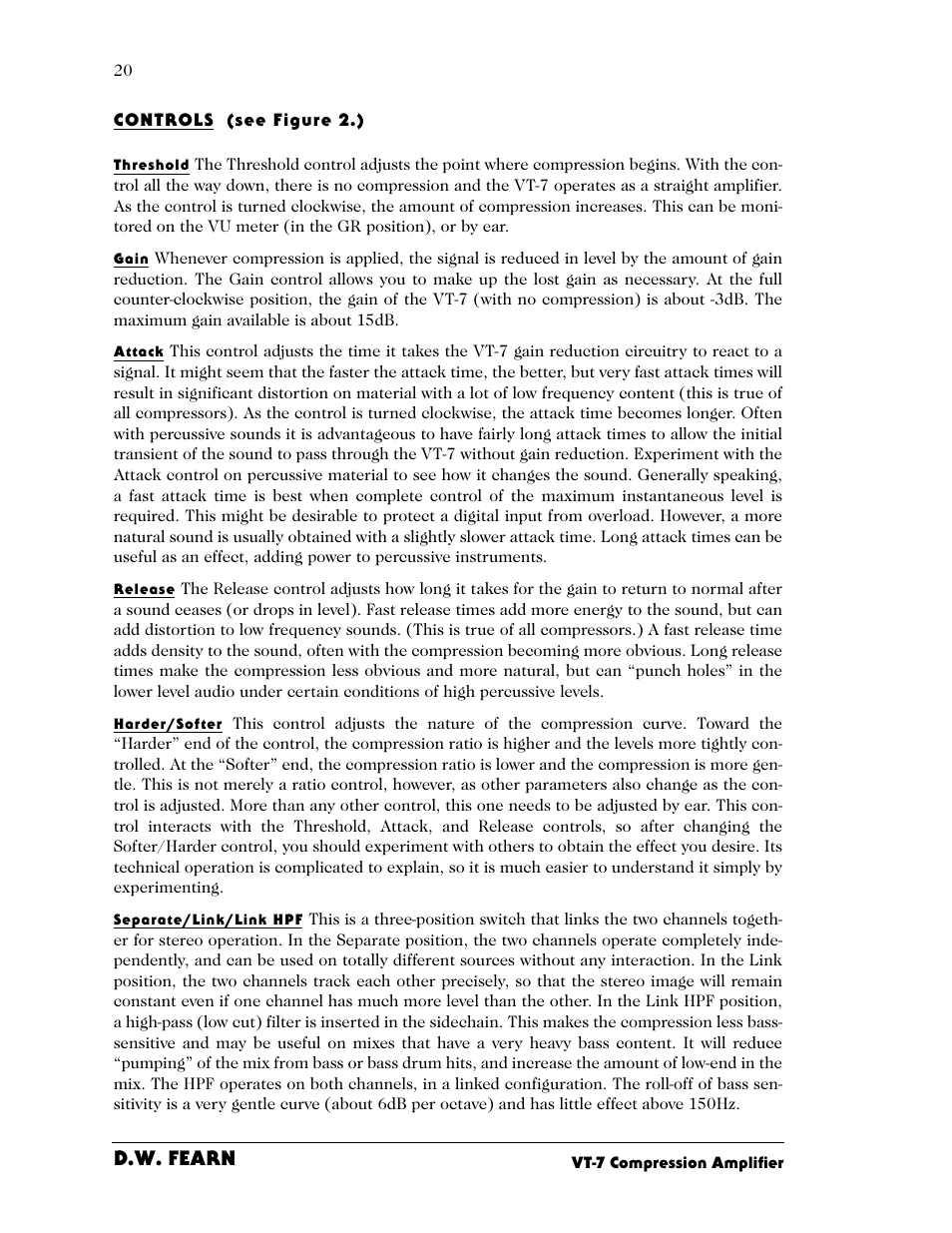 D.w. fearn | D.W. Fearn VT-7 User Manual | Page 16 / 24