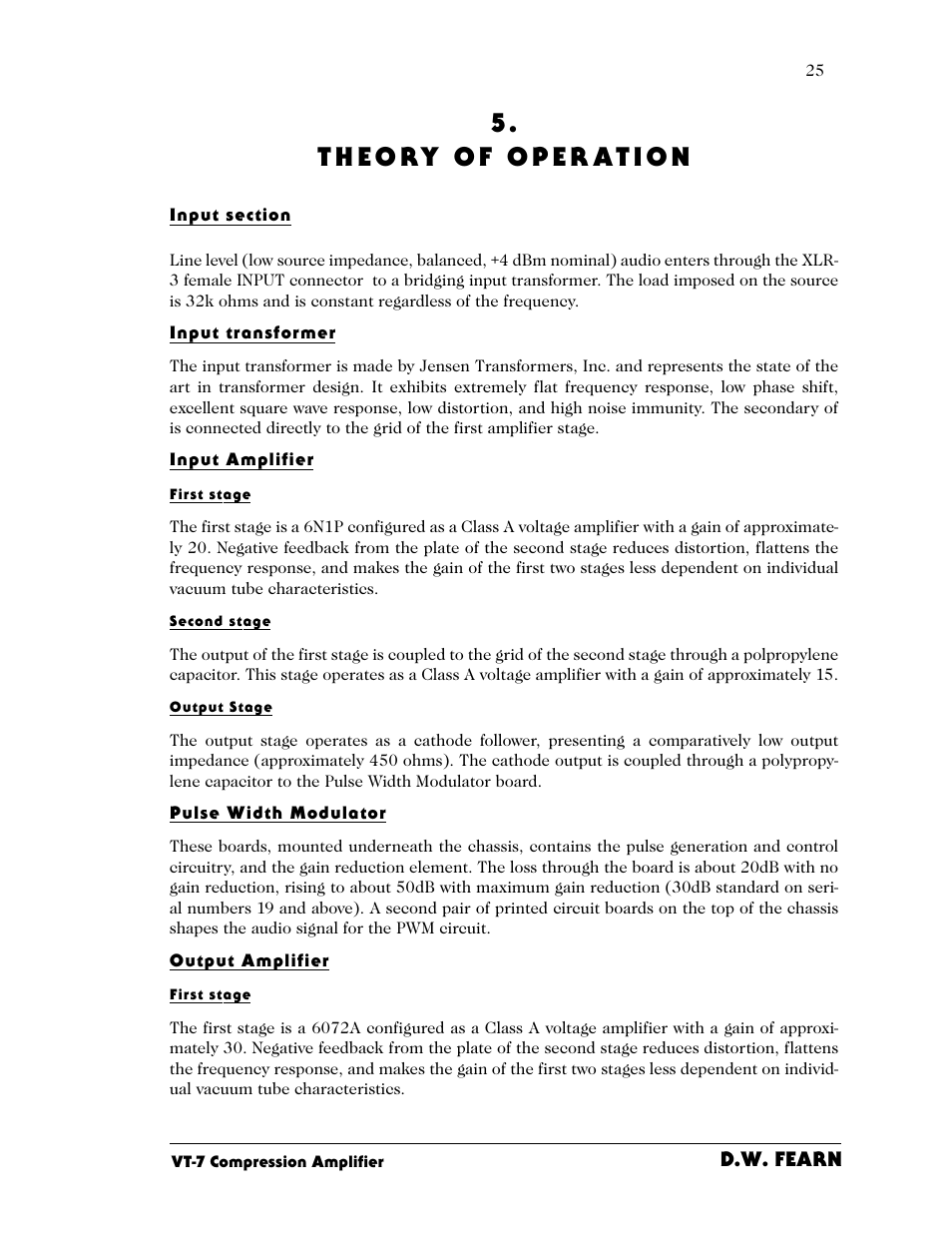 D.W. Fearn VT-7 User Manual | Page 20 / 24
