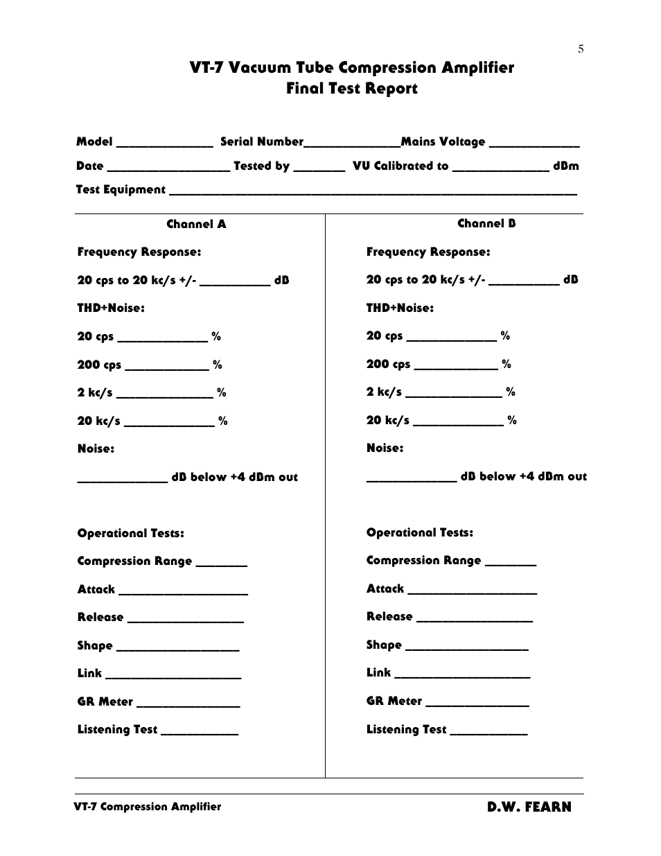 D.W. Fearn VT-7 User Manual | Page 4 / 24