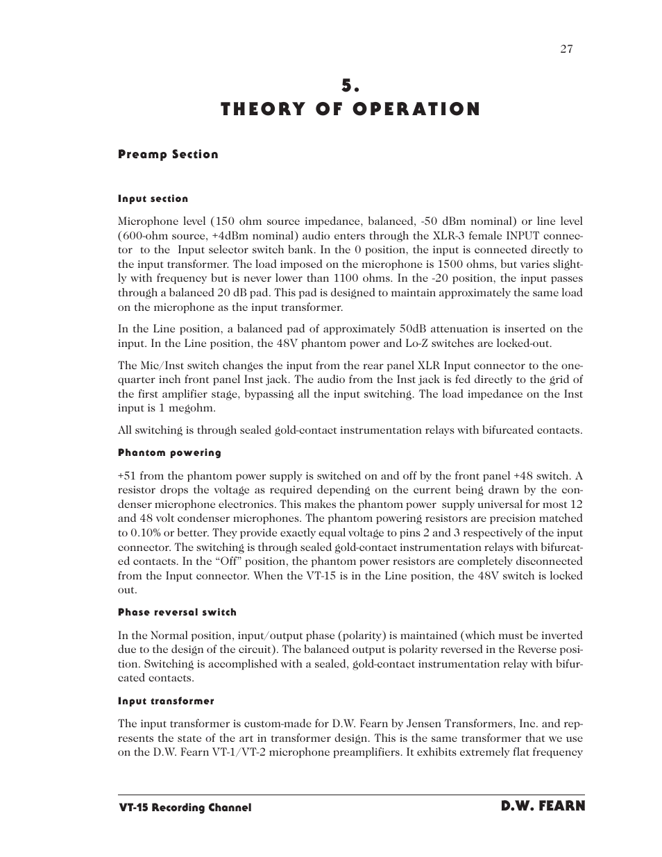 D.W. Fearn VT15 User Manual | Page 25 / 31