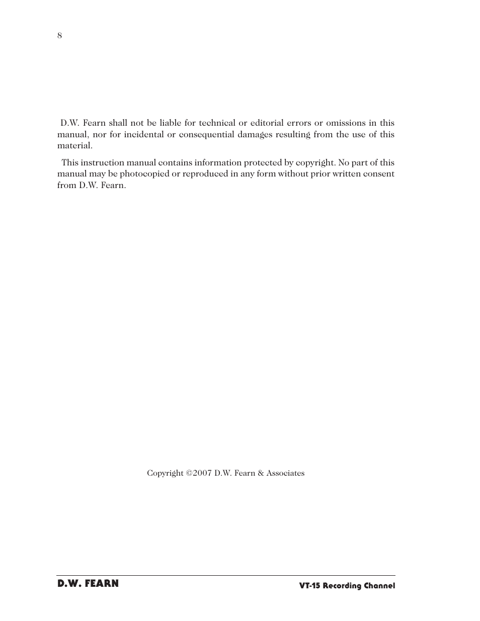 D.W. Fearn VT15 User Manual | Page 7 / 31