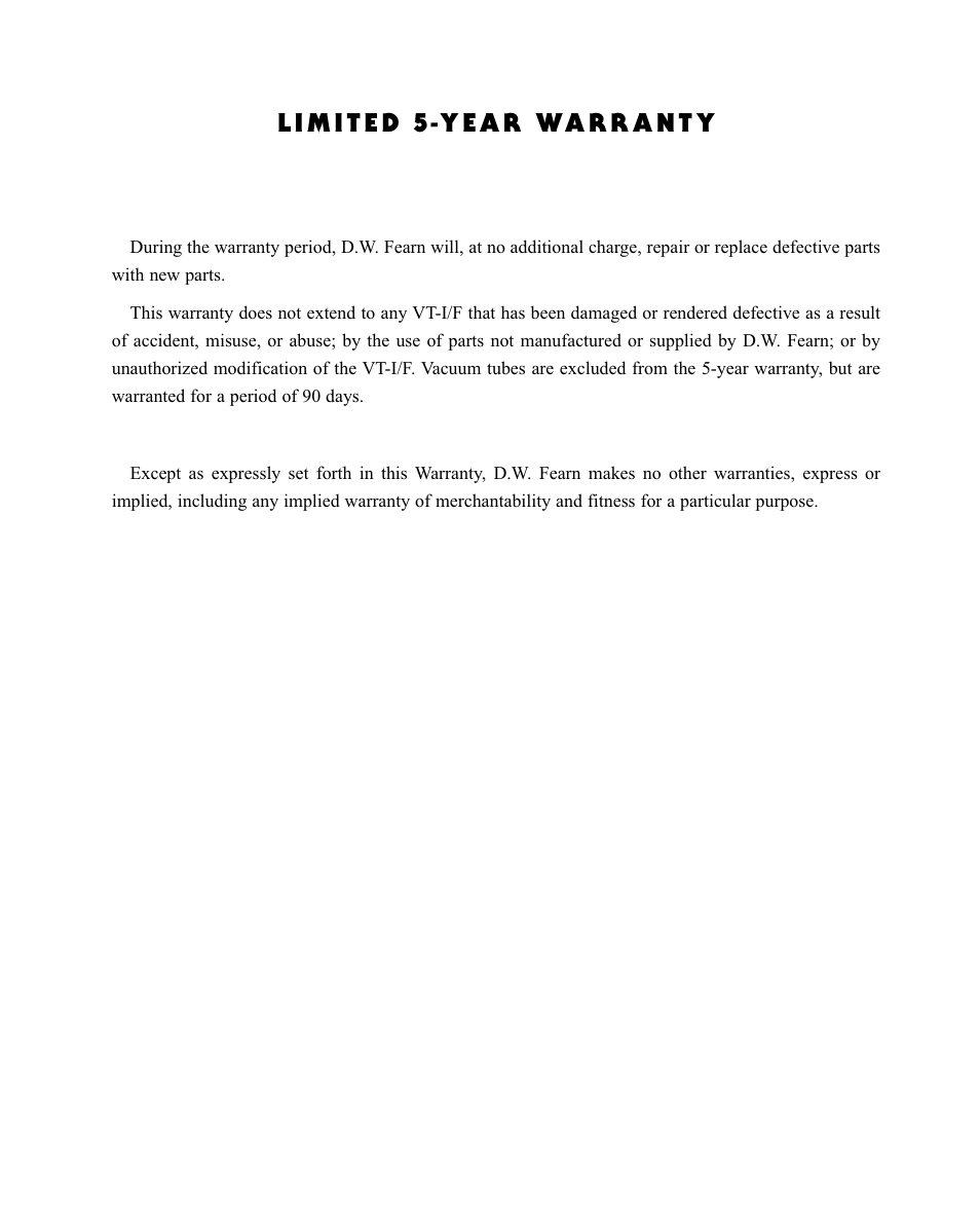 D.W. Fearn VT-I/F User Manual | Page 5 / 23