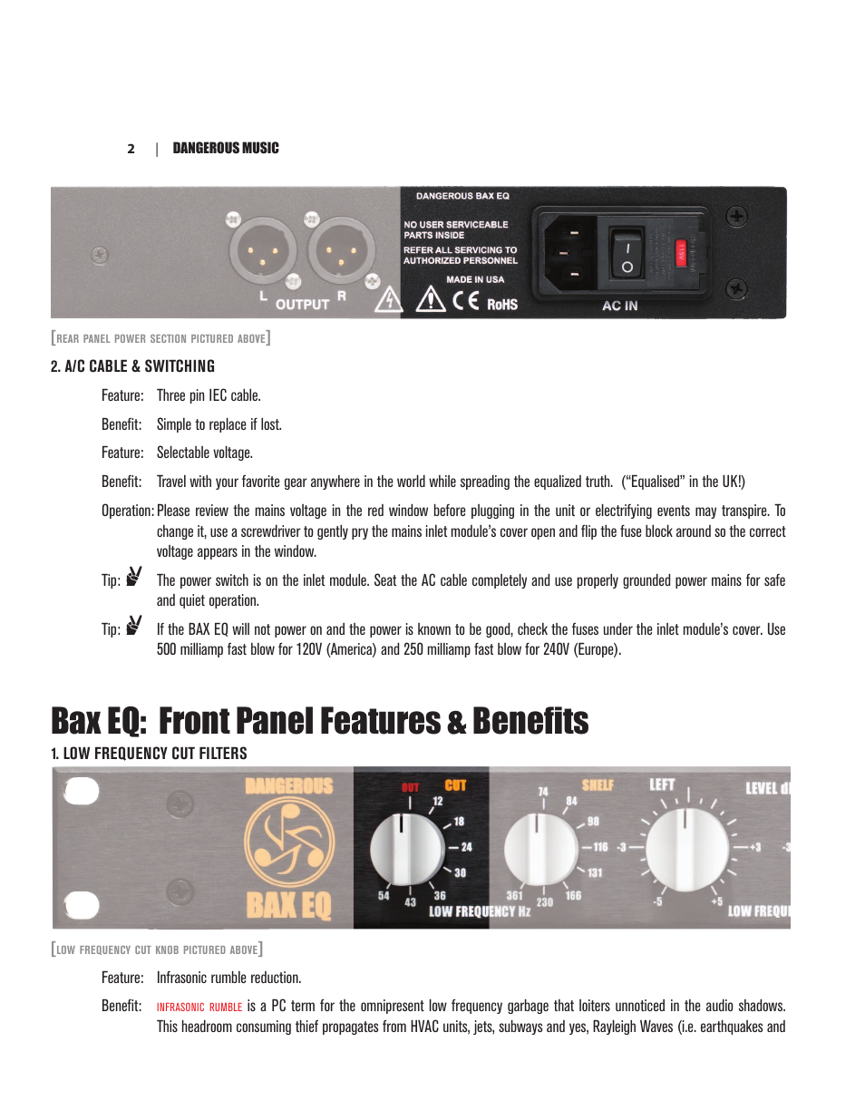 Bax eq: front panel features & benefits | Dangerous Music BAX EQ User Manual | Page 6 / 19