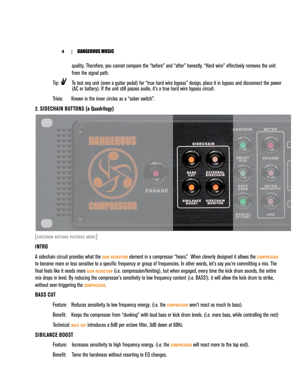 Compressor rear panel features & benefits | Dangerous Music Compressor User Manual | Page 8 / 19