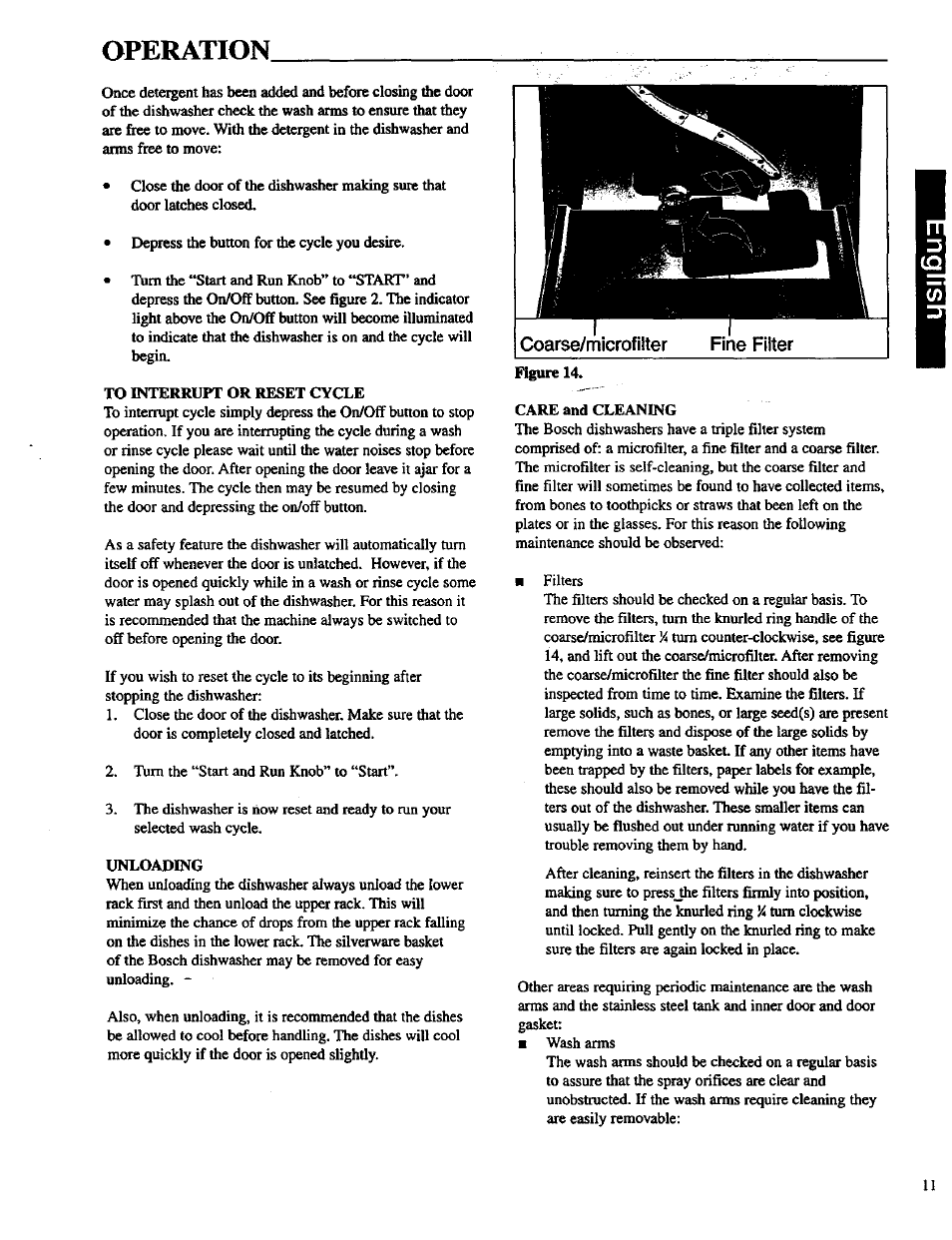 To interrupt or reset cycle, Unloading, Operation | Bosch SHU 3000 User Manual | Page 12 / 18