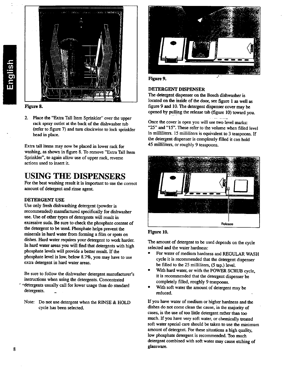 Using the dispensers | Bosch SHU 3000 User Manual | Page 9 / 18