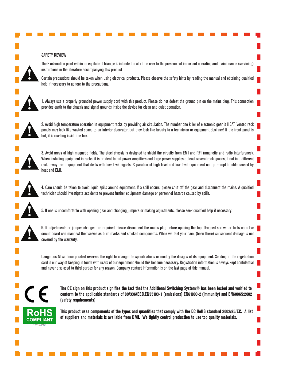Read this first | Dangerous Music Liaison User Manual | Page 2 / 24