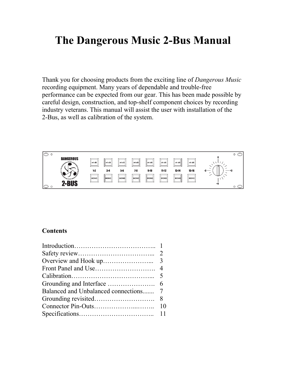 Dangerous Music 2-Bus User Manual | 11 pages