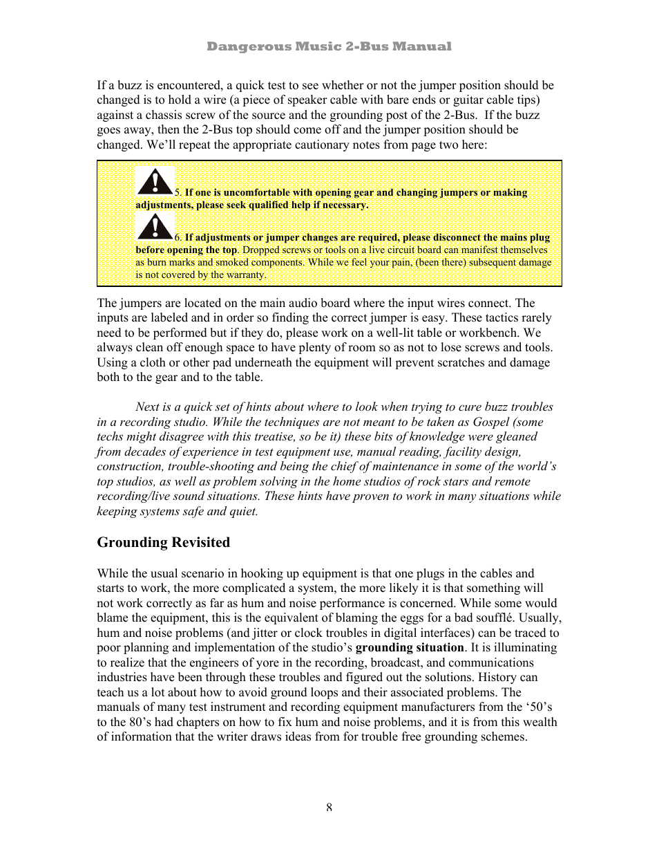 Grounding revisited | Dangerous Music 2-Bus User Manual | Page 8 / 11