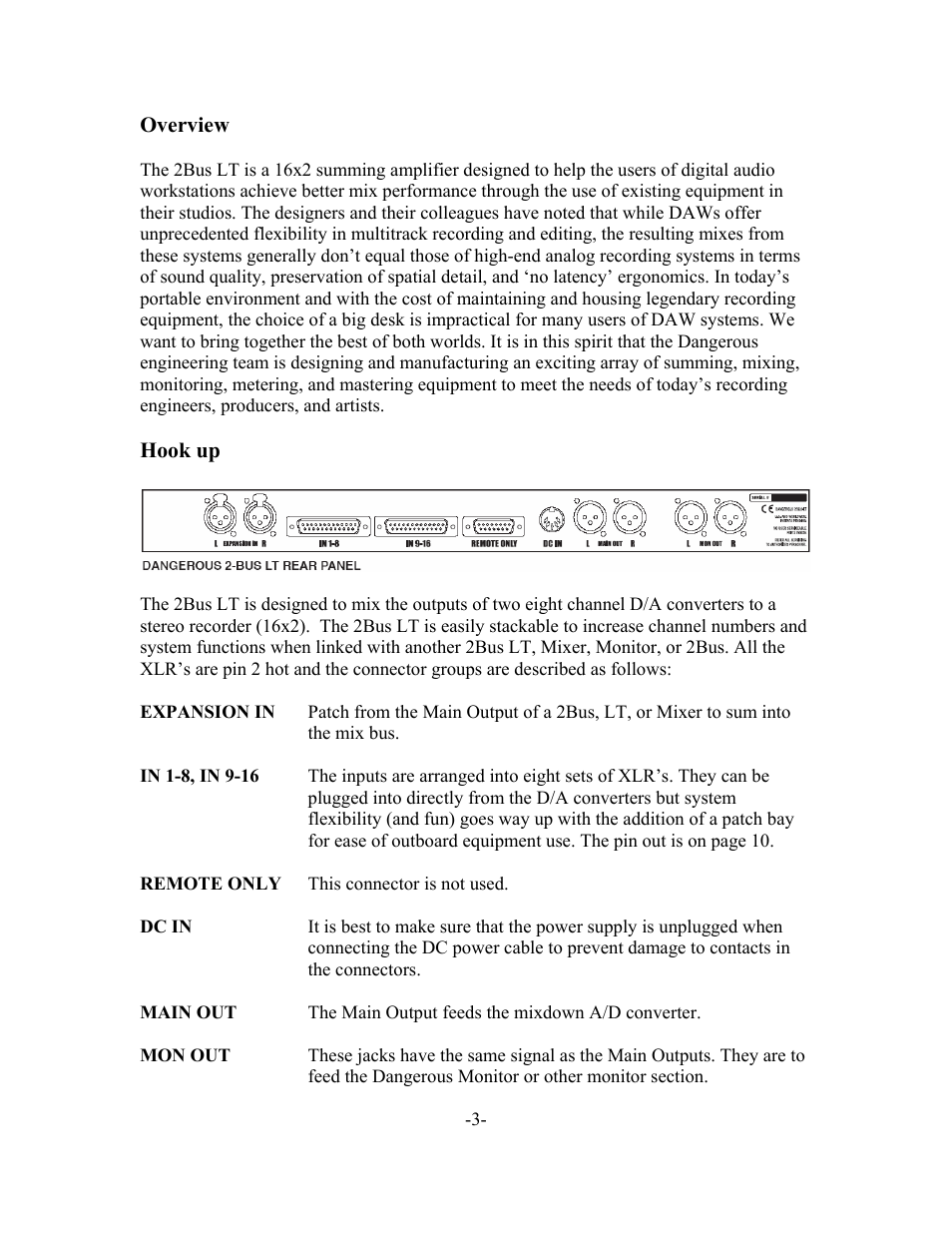 Dangerous Music 2-Bus LT User Manual | Page 3 / 11