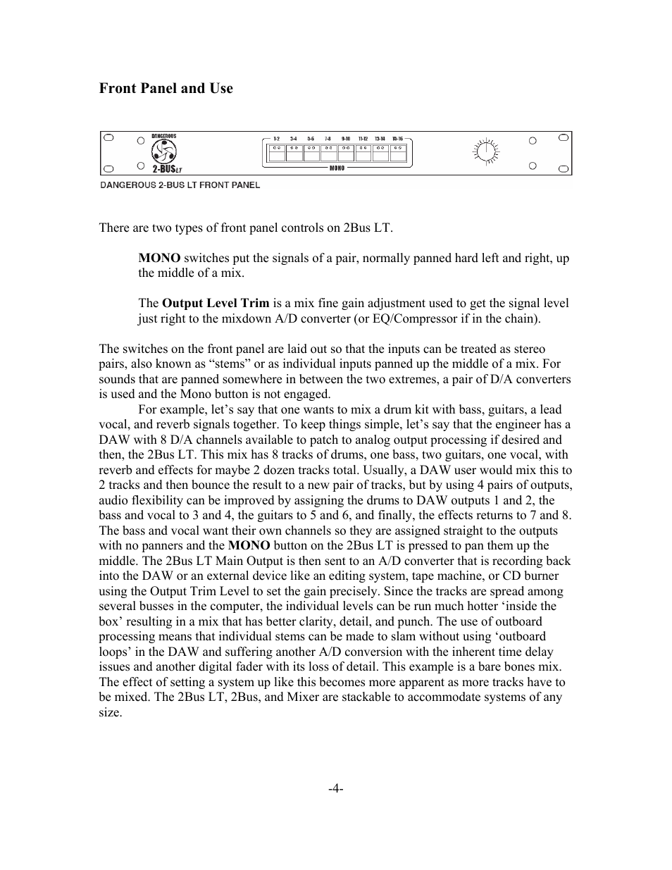 Dangerous Music 2-Bus LT User Manual | Page 4 / 11