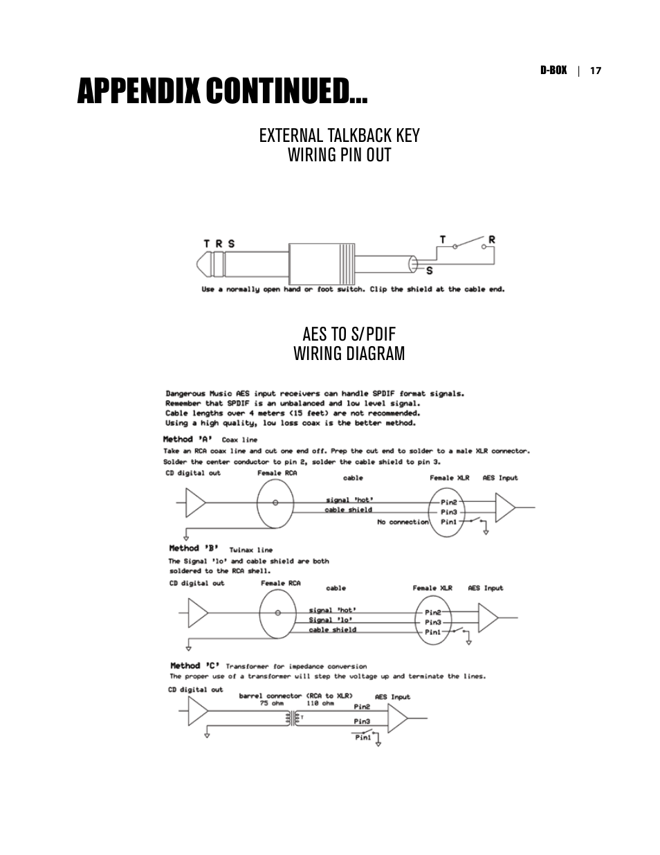 Appendix continued | Dangerous Music D-Box User Manual | Page 19 / 22