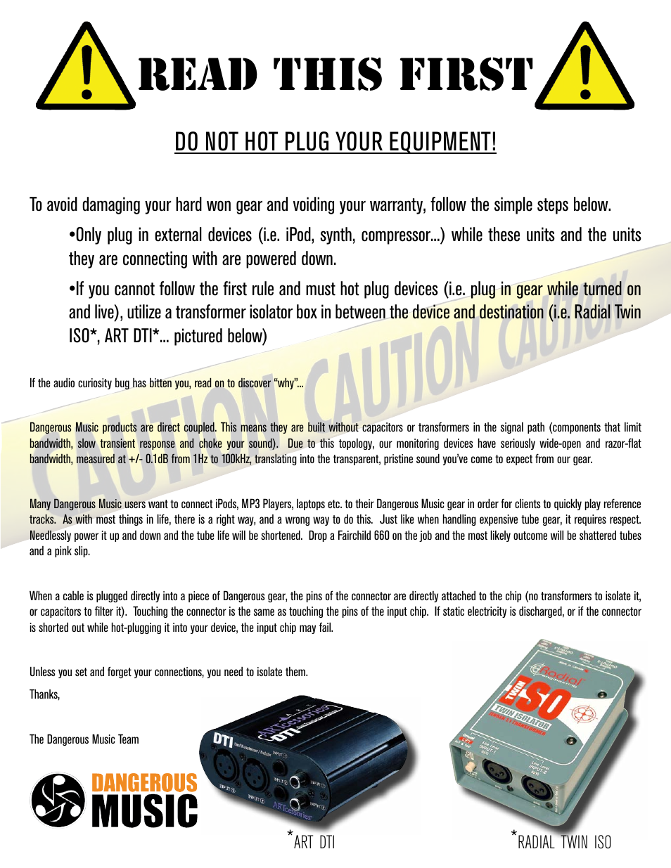 Dangerous Music D-Box Read This First User Manual | 1 page