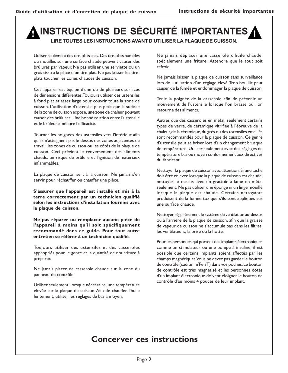 Instructions de sécurité importantes, Concerver ces instructions | Bosch NES 930 UC User Manual | Page 20 / 48