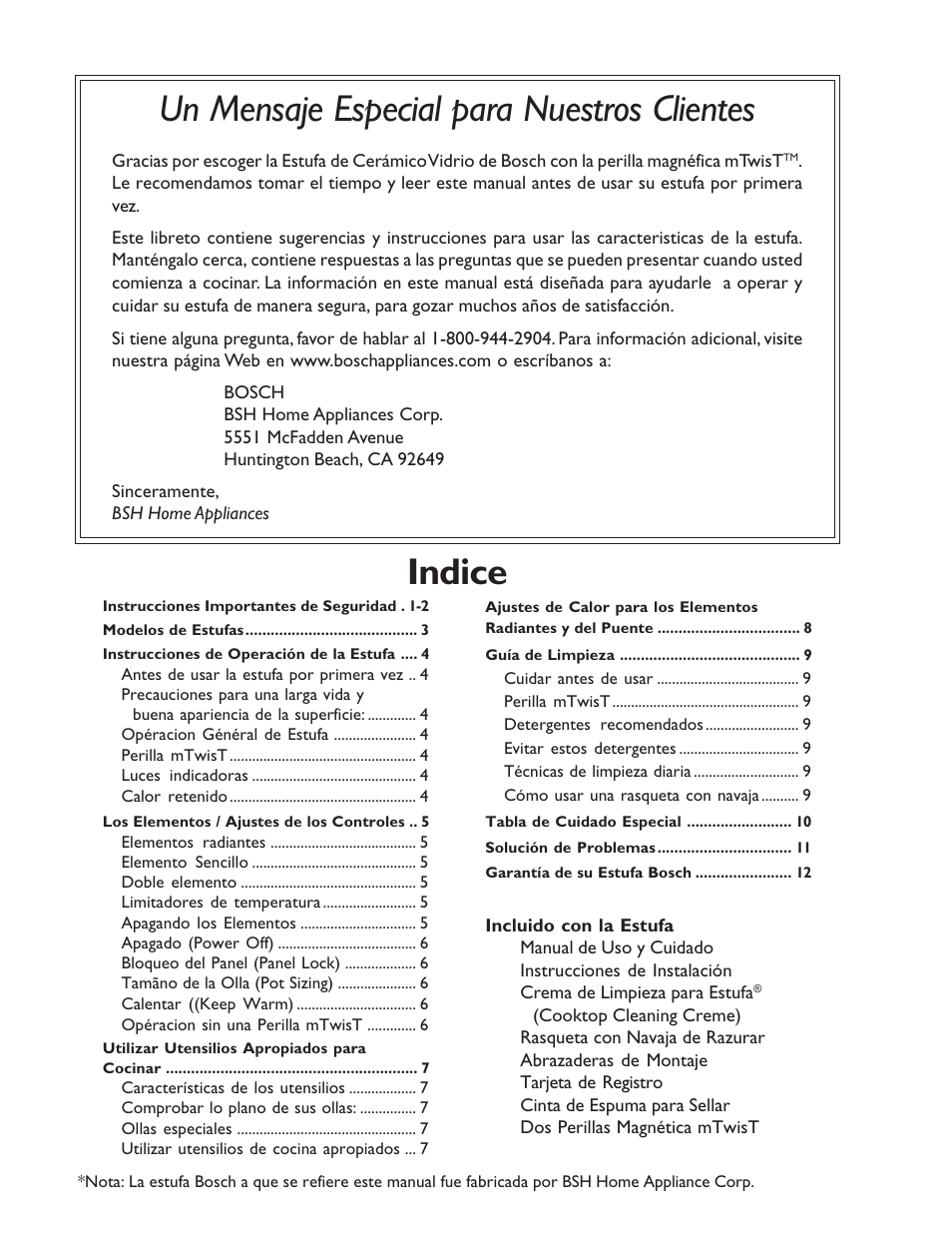 Indice un mensaje especial para nuestros clientes | Bosch NES 930 UC User Manual | Page 34 / 48