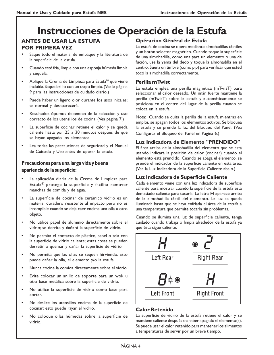 Instrucciones de operación de la estufa | Bosch NES 930 UC User Manual | Page 38 / 48