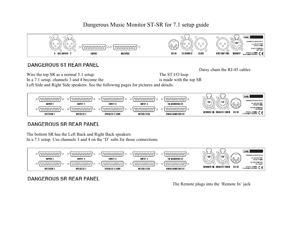 Dangerous Music SR Monitor Setup User Manual | 4 pages