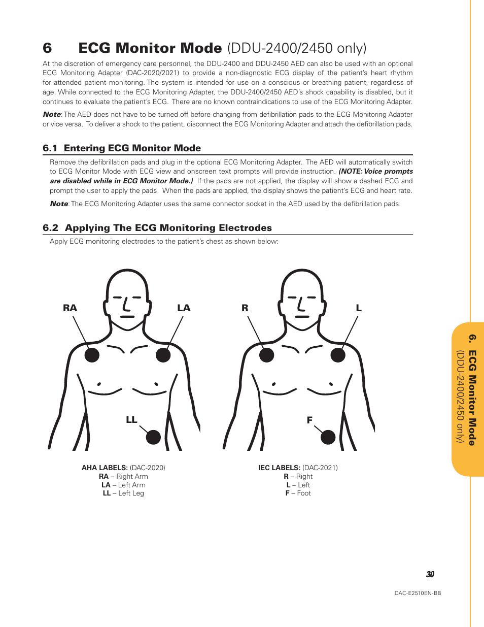 Ecg monitor mode (ddu-2400/2450 only) | Defibtech DDU-2450 Series User Manual User Manual | Page 30 / 65