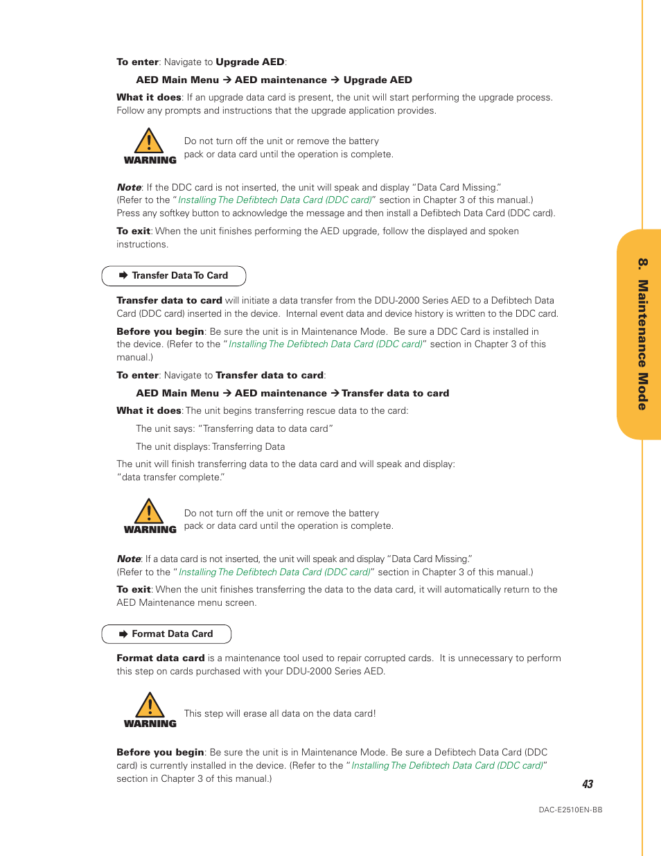 Maintenance mode | Defibtech DDU-2450 Series User Manual User Manual | Page 43 / 65