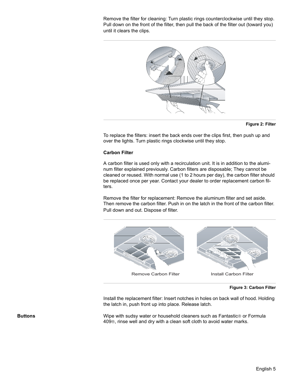 Buttons | Bosch DKE96 User Manual | Page 7 / 32