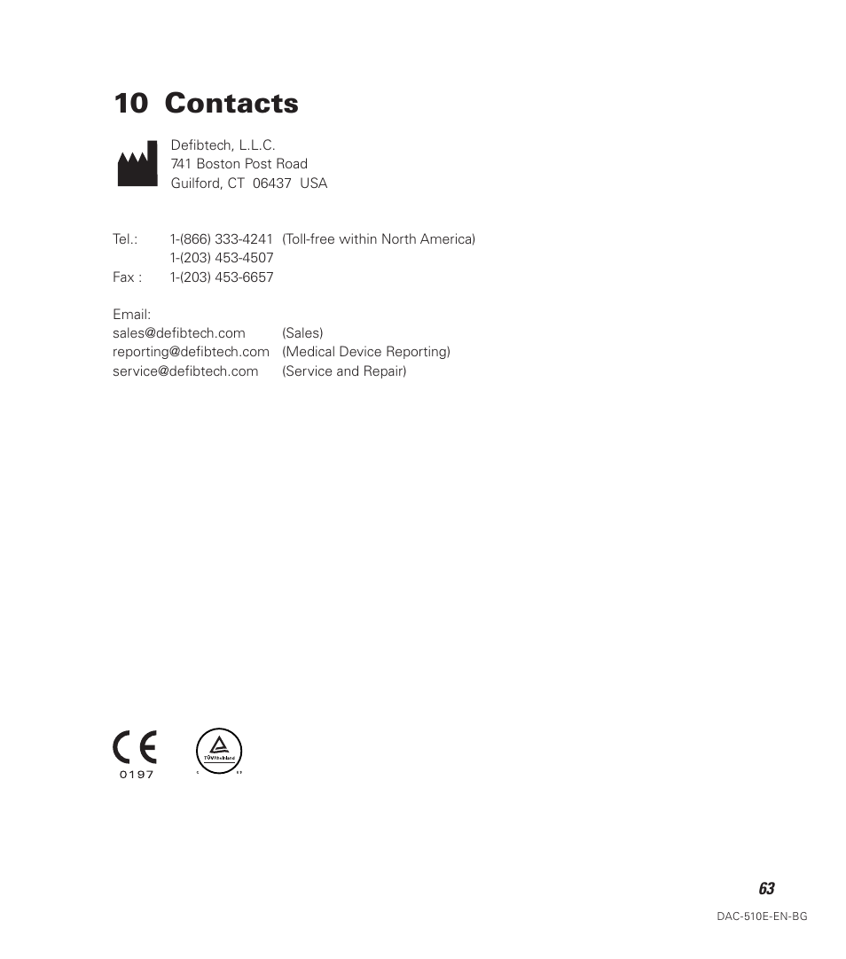 10 contacts | Defibtech DDU-100 Series User Manual | Page 71 / 74
