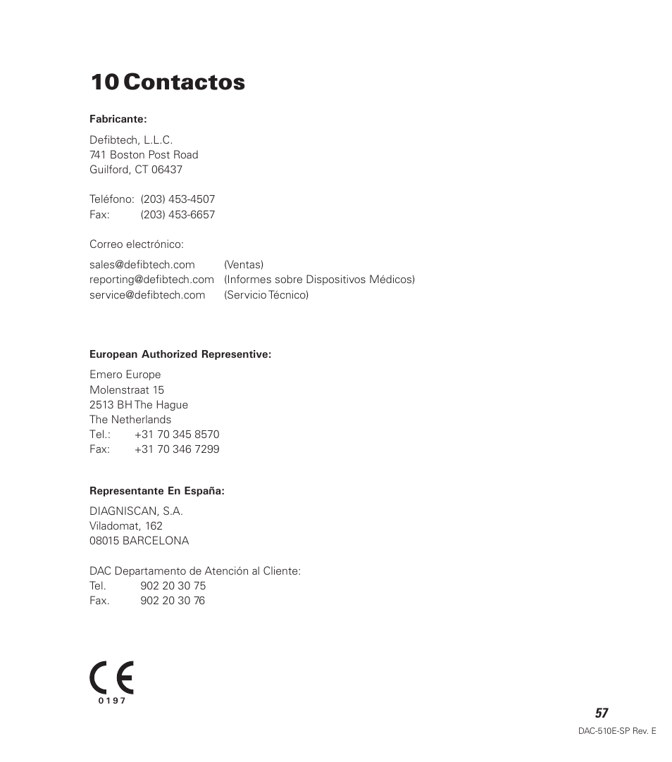 10 contactos | Defibtech DDU-100 Series User Manual | Page 65 / 65