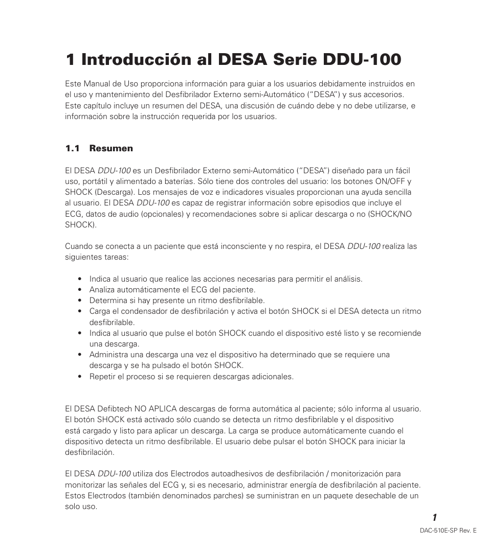 1 introducción al desa serie ddu-100 | Defibtech DDU-100 Series User Manual | Page 9 / 65