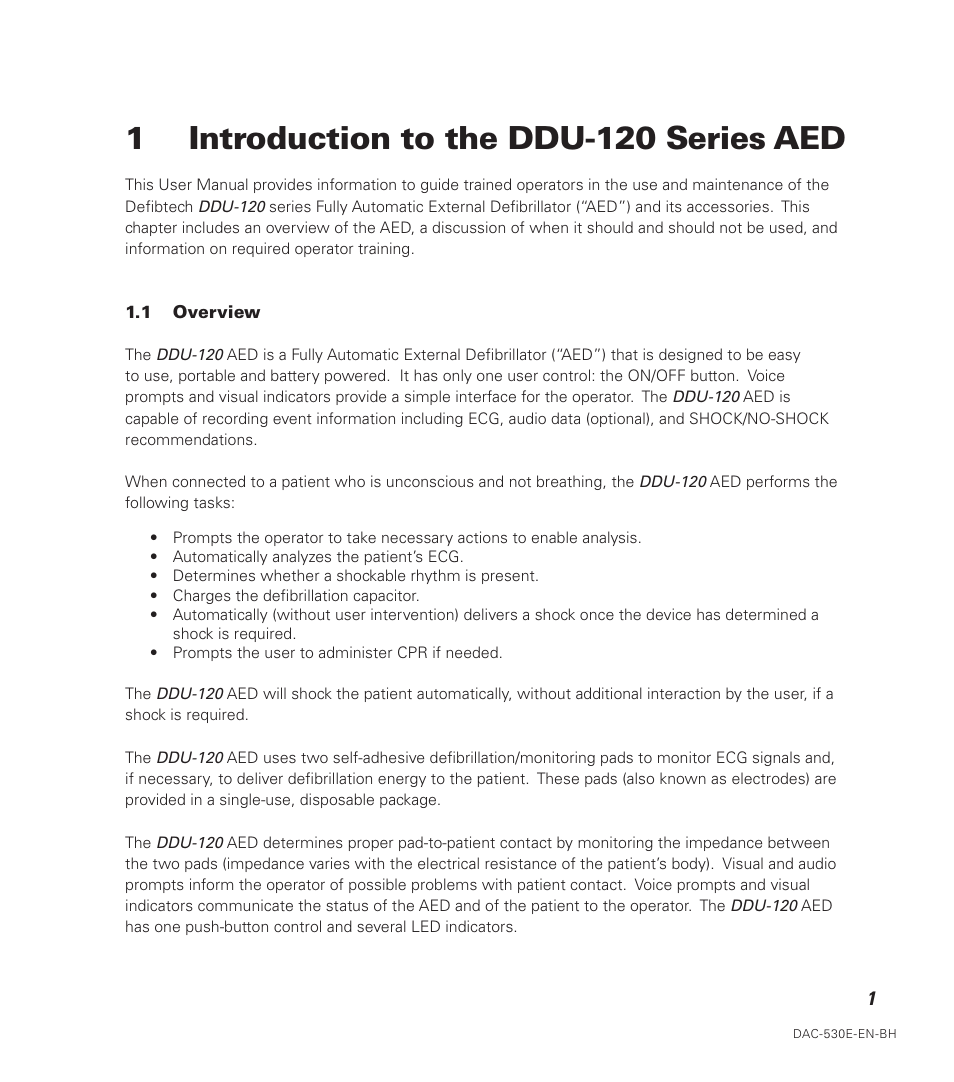 1 introduction to the ddu-120 series aed | Defibtech DDU-120 Series User Manual | Page 9 / 72
