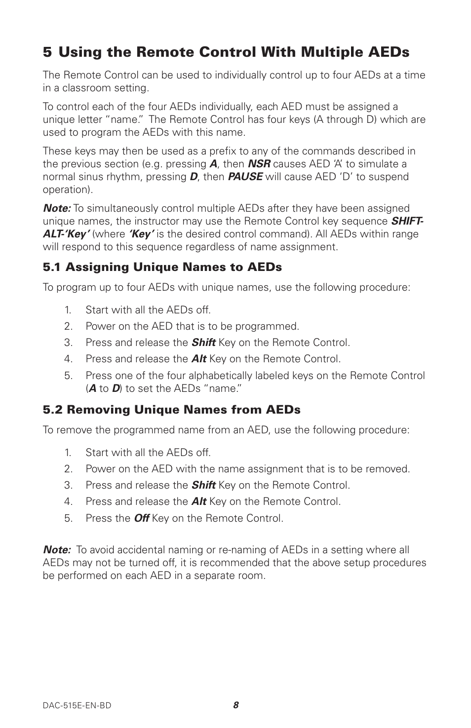 5 using the remote control with multiple aeds | Defibtech AED Training Equipment User Manual | Page 12 / 14