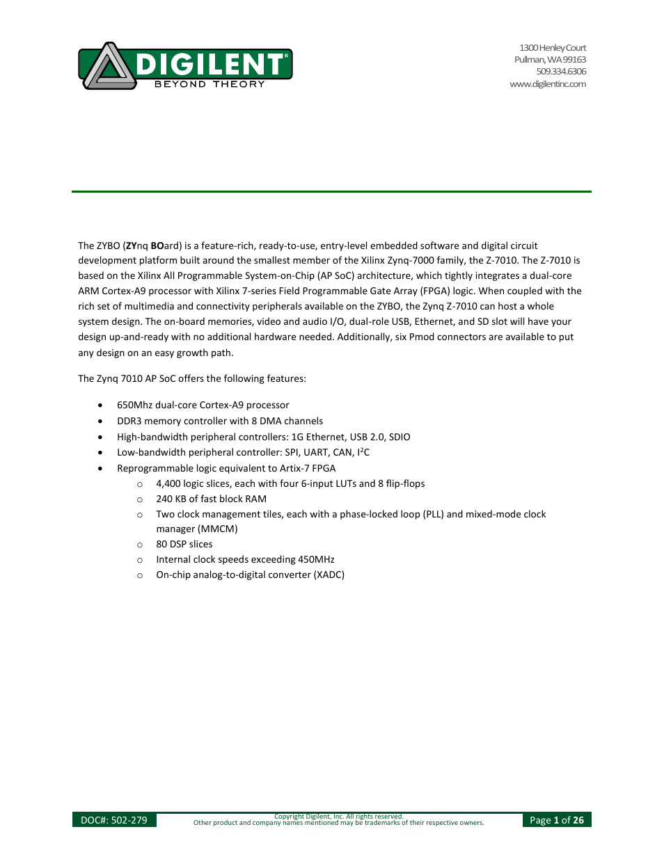 Digilent 410-279P-KIT User Manual | 26 pages